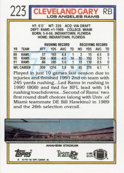 1992 Topps #223 Cleveland Gary Back