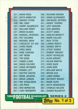 1992 Topps #341 Checklist 1: 331-440 Front