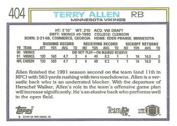 1992 Topps #404 Terry Allen Back