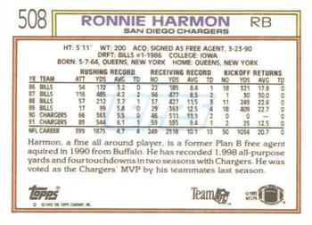 1992 Topps #508 Ronnie Harmon Back