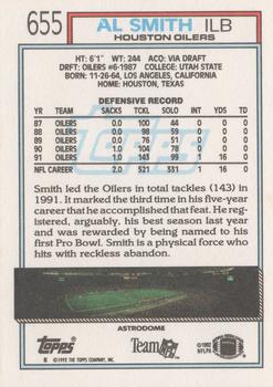 1992 Topps #655 Al Smith Back