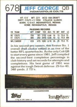 1992 Topps #678 Jeff George Back
