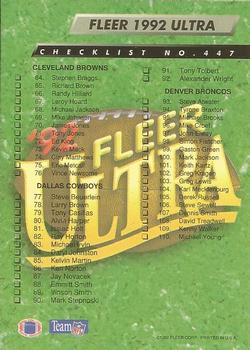 1992 Ultra #447 Checklist: 1-110 Back