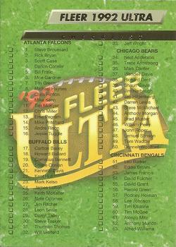 1992 Ultra #447 Checklist: 1-110 Front