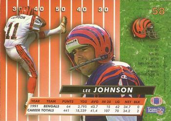 1992 Ultra #58 Lee Johnson Back