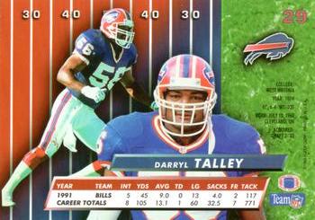 1992 Ultra #29 Darryl Talley Back