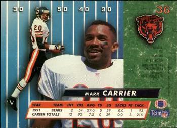 1992 Ultra #36 Mark Carrier Back