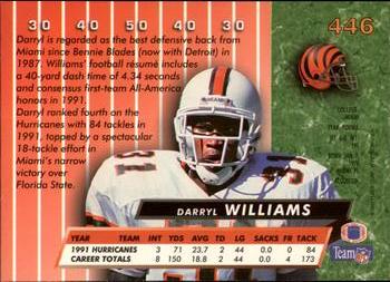1992 Ultra #446 Darryl Williams Back