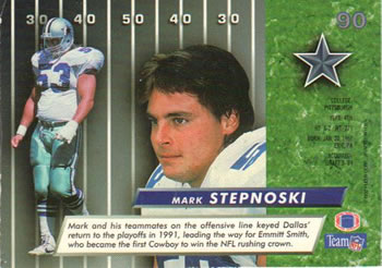 1992 Ultra #90 Mark Stepnoski Back