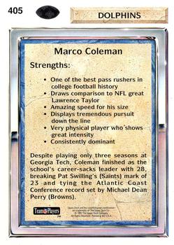 1992 Upper Deck #405 Marco Coleman Back