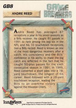 1992 Upper Deck - Game Breakers #GB8 Andre Reed Back