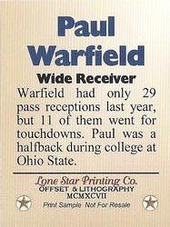1997 Lone Star Printing Co. '74 Miami Dolphins #NNO Paul Warfield Back