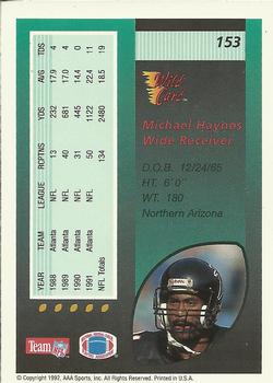 1992 Wild Card #153 Michael Haynes Back