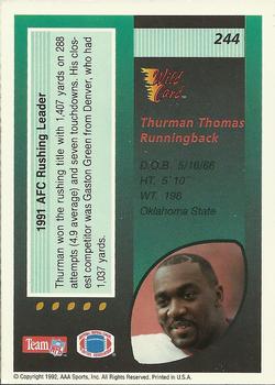 1992 Wild Card #244 Thurman Thomas Back