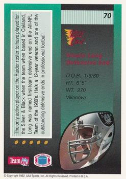 1992 Wild Card #70 Howie Long Back
