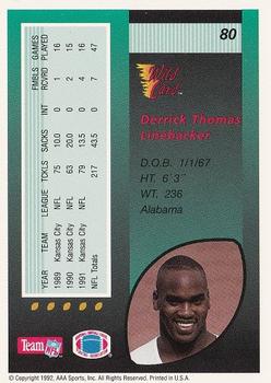 1992 Wild Card #80 Derrick Thomas Back