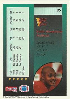 1992 Wild Card #95 Keith Henderson Back