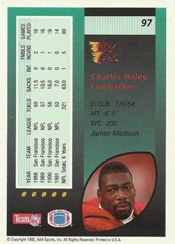 1992 Wild Card #97 Charles Haley Back
