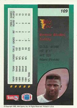 1992 Wild Card #109 Bennie Blades Back