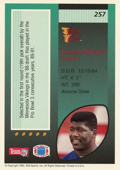 1992 Wild Card #257 Randall McDaniel Back