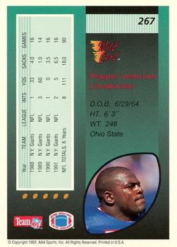1992 Wild Card #267 Pepper Johnson Back