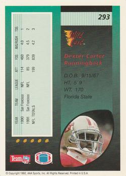 1992 Wild Card #293 Dexter Carter Back
