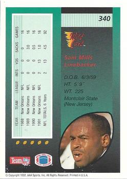 1992 Wild Card #340 Sam Mills Back
