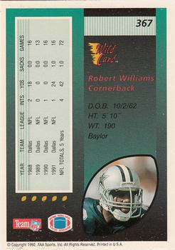 1992 Wild Card #367 Robert Williams Back