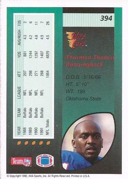 1992 Wild Card #394 Thurman Thomas Back