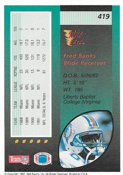1992 Wild Card #419 Fred Banks Back