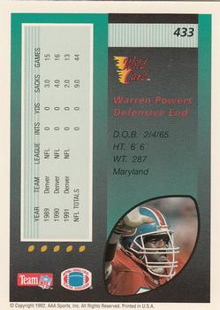 1992 Wild Card #433 Warren Powers Back