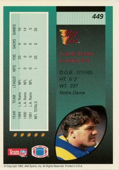 1992 Wild Card #449 Frank Stams Back