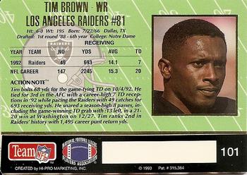1993 Action Packed #101 Tim Brown Back