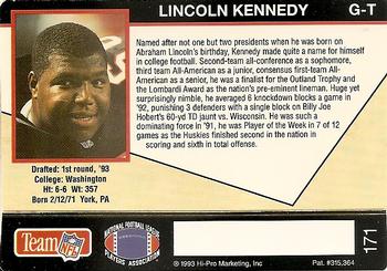 1993 Action Packed #171 Lincoln Kennedy Back