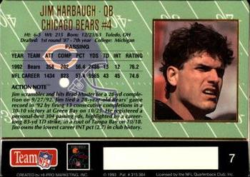1993 Action Packed #7 Jim Harbaugh Back