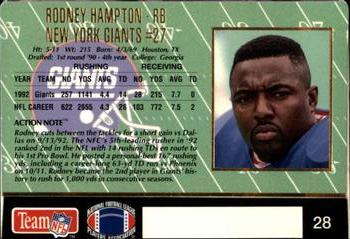 1993 Action Packed #28 Rodney Hampton Back