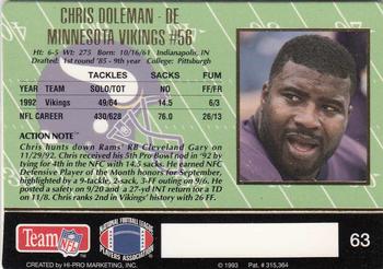 1993 Action Packed #63 Chris Doleman Back