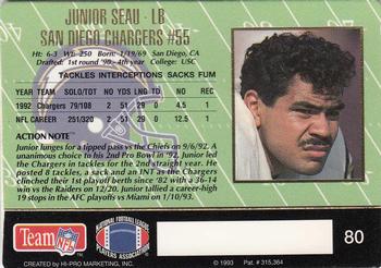 1993 Action Packed #80 Junior Seau Back