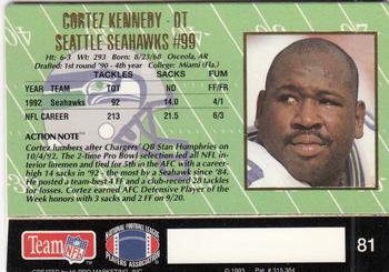 1993 Action Packed #81 Cortez Kennedy Back