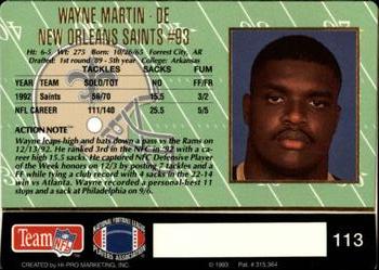 1993 Action Packed #113 Wayne Martin Back