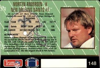 1993 Action Packed #148 Morten Andersen Back