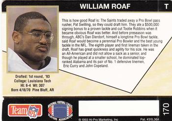 1993 Action Packed #170 William Roaf Back