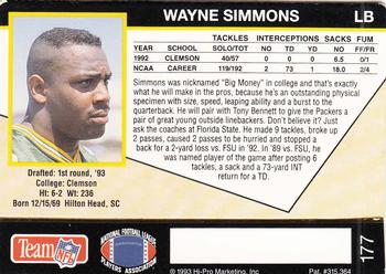 1993 Action Packed #177 Wayne Simmons Back
