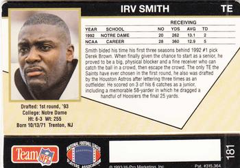 1993 Action Packed #181 Irv Smith Back
