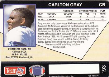 1993 Action Packed #193 Carlton Gray Back