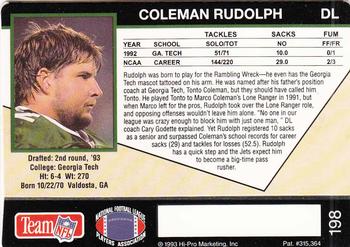 1993 Action Packed #198 Coleman Rudolph Back