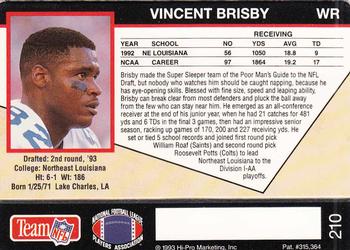 1993 Action Packed #210 Vincent Brisby Back
