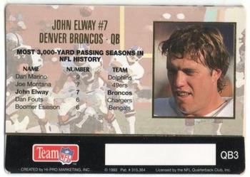 1993 Action Packed - Quarterback Club #QB3 John Elway Back
