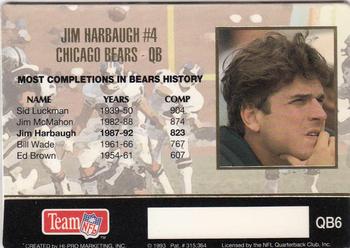 1993 Action Packed - Quarterback Club #QB6 Jim Harbaugh Back