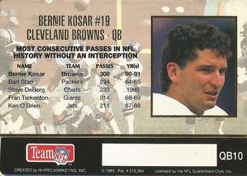 1993 Action Packed - Quarterback Club #QB10 Bernie Kosar Back